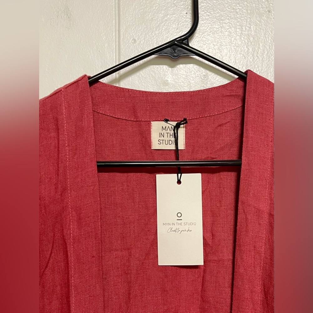 LONG KIMONO STYLE LINEN GOWN SIZE LARGE - Picture 4 of 7